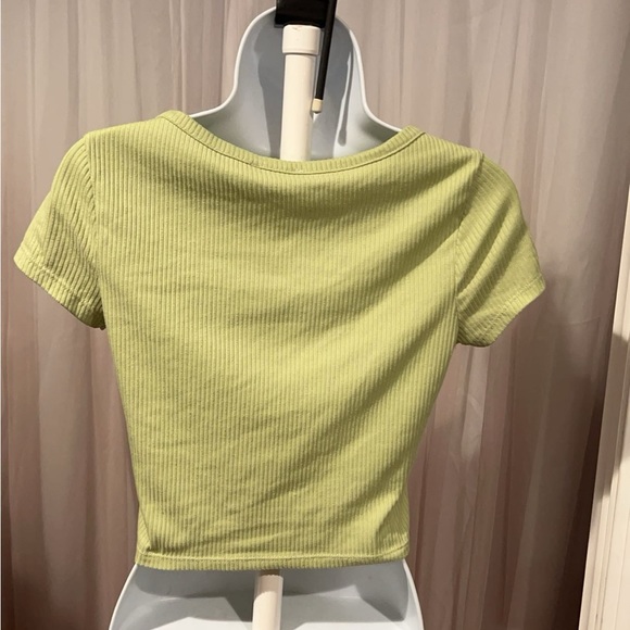 Green Button Crop Top - Small - Picture 2 of 3